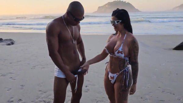 Curvy Latina enjoys a black cock at the beach - Interracial - xtits.com on nochargetube.com