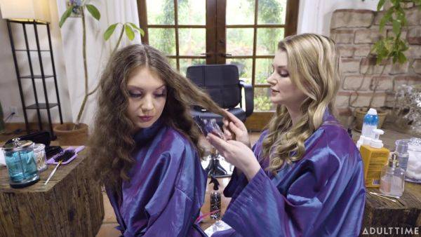 Hairdressing salon and two horny lesbians Elena Koshka and Bunny Colby in it - anysex.com on nochargetube.com