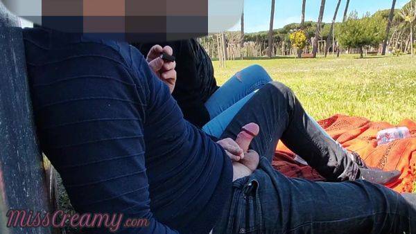 French Teacher Handjob Amateur On Public Park To Student With Cumshot With Miss Creamy - videomanysex.com - France on nochargetube.com