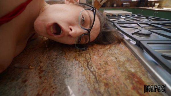 Nerdy brunette Everly Haze gets fucked in the kitchen - xhand.com on nochargetube.com