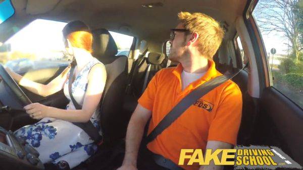 Zara DuRose gets her ginger bush out in a fake driving school POV video - sexu.com on nochargetube.com