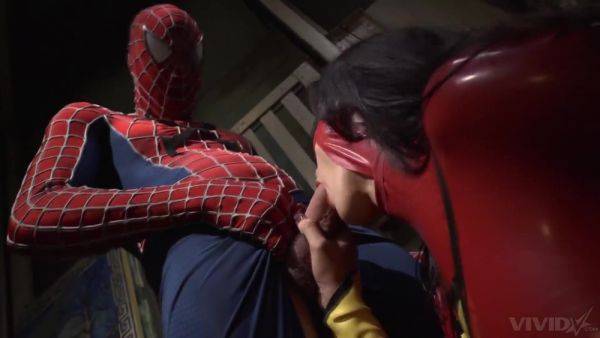 Spider man rams gorgeous brunette super hero and floods her tits - xbabe.com on nochargetube.com