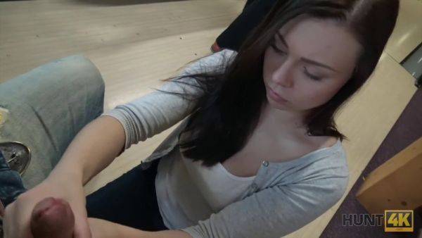 Hunter goes wild for cash in bowling alley - POV reality porn - sexu.com - Czech Republic on nochargetube.com