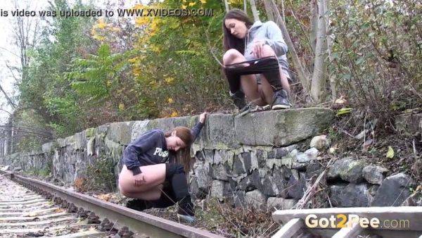 Brunette hottie craves public piss & hunkers down for a wild outdoor pee session - sexu.com - Czech Republic on nochargetube.com