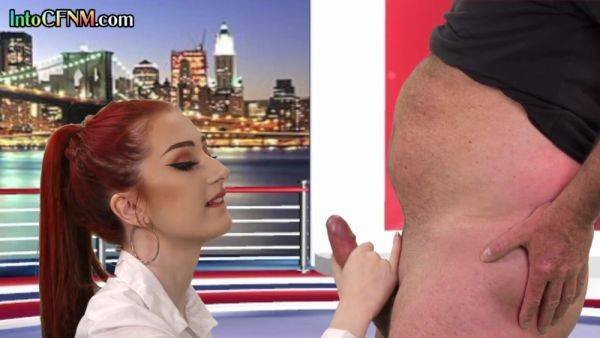 CFNM redhead British babe sucks cock in live TV show - txxx.com - Britain on nochargetube.com