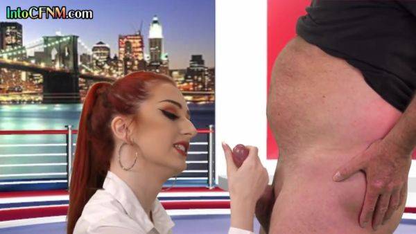 CFNM redhead British babe sucks cock in live TV show - hotmovs.com - Britain on nochargetube.com