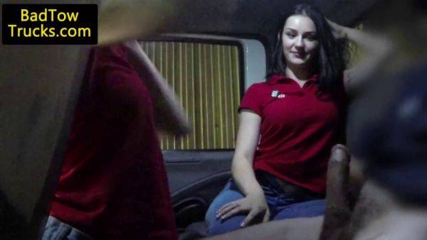 Lucky amateurs share driver's hard cock after getting stranded in a truck - sexu.com on nochargetube.com