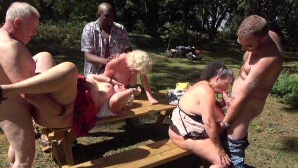 Three BBW Grannies go dogging in the park - hclips.com on nochargetube.com