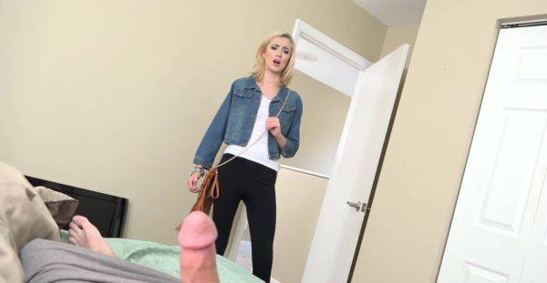 Slender young blonde handles the man's cock with great care in home POV - xbabe.com on nochargetube.com