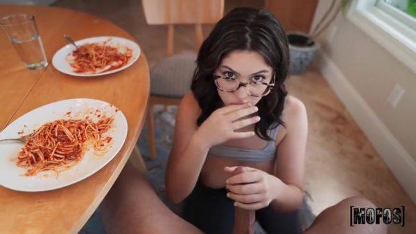 Ellie Nova Sexy Spaghetti Dinner - videomanysex.com on nochargetube.com