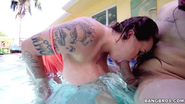 Brandy Talore gets pounded hard in the pool by a big-titted MILF - sexu.com on nochargetube.com