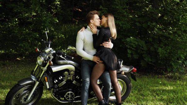 Luxury blonde has fantastic outdoor sex on motorbike - anysex.com on nochargetube.com