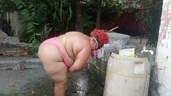 My Whore Stepmother Takes A Shower In The Patio - desi-porntube.com - India on nochargetube.com