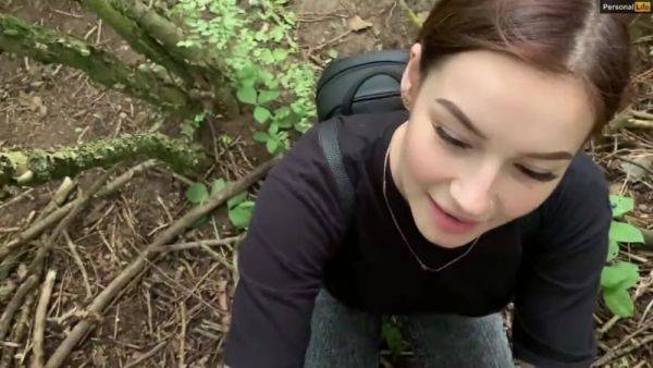 German teen gives risky bj in the woods - Amateur POV - anysex.com - Germany on nochargetube.com