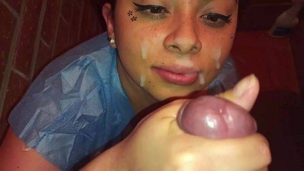 Latina girl being enthusiastic about blowjob and gets facial pov - anysex.com on nochargetube.com