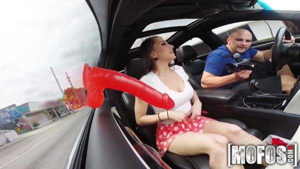 Hot Brunette In A Car With Red Dildo - hotmovs.com on nochargetube.com