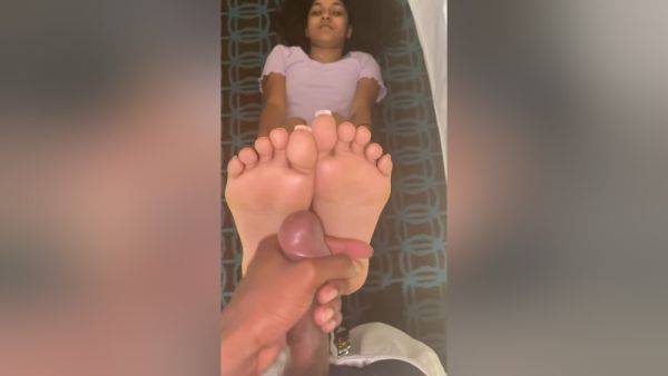 Cute Indian Babe With Orange Toe Nails Teases A Huge Black Dick With H - hclips.com - India on nochargetube.com