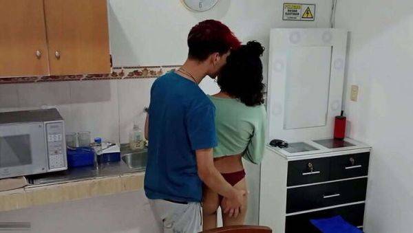 Steamy Step-Sibling Encounter: Pamela Love, a Brunette with a Big Booty, Can't Resist Her Brother's Touch in the Kitchen - FULL STORY - porntry.com - Colombia on nochargetube.com