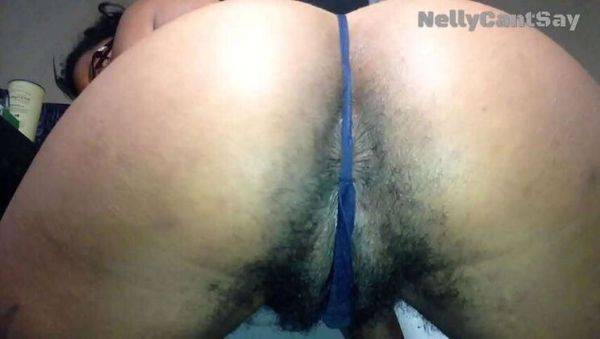 Witness Nelly's Hairy Ebony Pussy Through Her G-String - xxxfiles.com on nochargetube.com