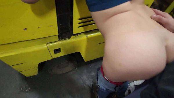 Passionate encounter: Co-worker gets rough, Creampie filled doggystyle on the forklift - porntry.com on nochargetube.com