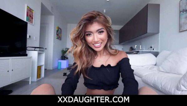 Asian Teen Clara Trinity Gets Frisky with Step-Dad as Mom Showers: Blowjob, Sex, & Deepthroat Action - porntry.com on nochargetube.com